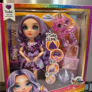 New in Box Rainbow High Violet Willow with Slime Kit & Pet 11"' Shimmer Doll